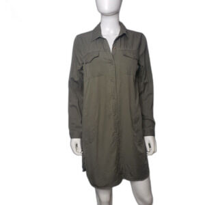 LUCKY BRAND Army Green Long Sleeve Shirtdress Womens Size Medium